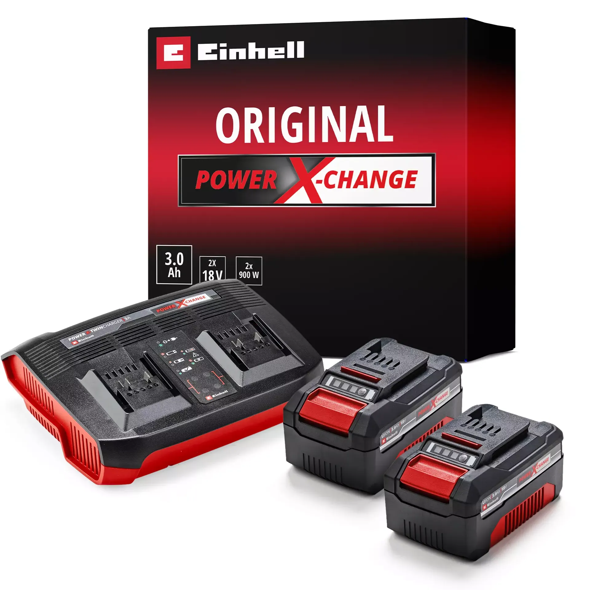 Einhell Starter Kit PXC 2 x 3,0 Ah Akkus 18 V Ladegerät Twincharger Power X-Change