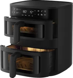 AEG Heißluftfritteuse 11 L Doppelkorb 2 Fächer Airfryer Sichtfenster schwarz — Bild 1