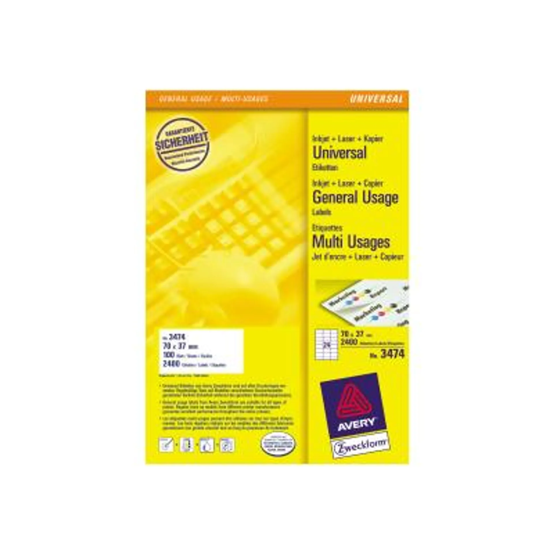 Avery Zweckform Labels Avery 70 x 37mm