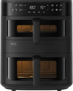 AEG Heißluftfritteuse 11 L Doppelkorb 2 Fächer Airfryer Sichtfenster schwarz — Bild 2